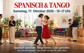 Veranstaltung am Samstag, den 17. Oktober 2026, bei der man Spanisch und Tango üben kann